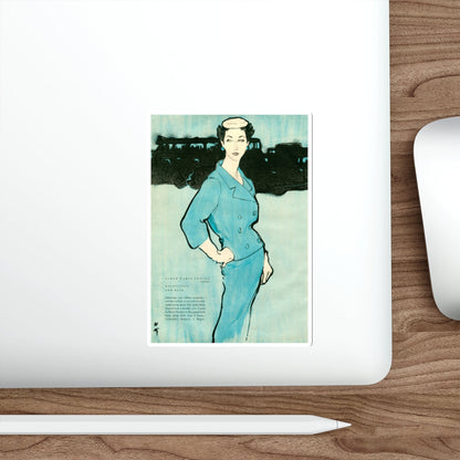 Balensiaga - New Blue, Vogue Illustrations, 1954 (Magazine Illustration) STICKER Vinyl Die-Cut Decal-The Sticker Space