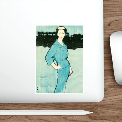 Balensiaga - New Blue, Vogue Illustrations, 1954 (Magazine Illustration) STICKER Vinyl Die-Cut Decal-The Sticker Space