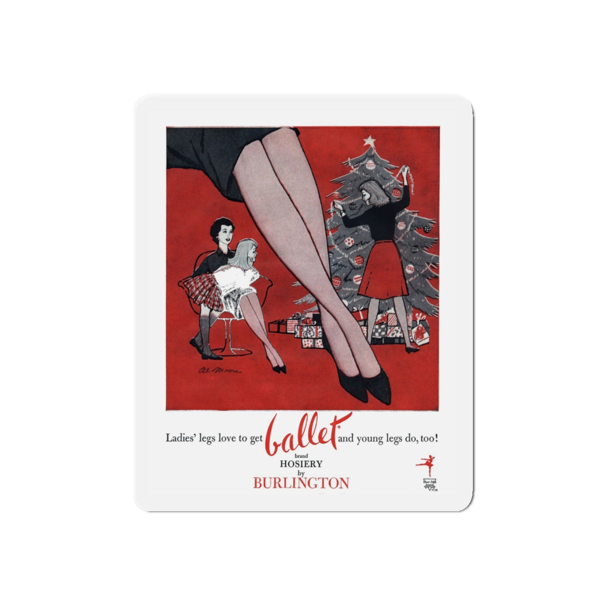 Ballet advertisement, Cosmopolitan, December 1960 (Magazine Illustration) Refrigerator Magnet-4" x 4"-The Sticker Space