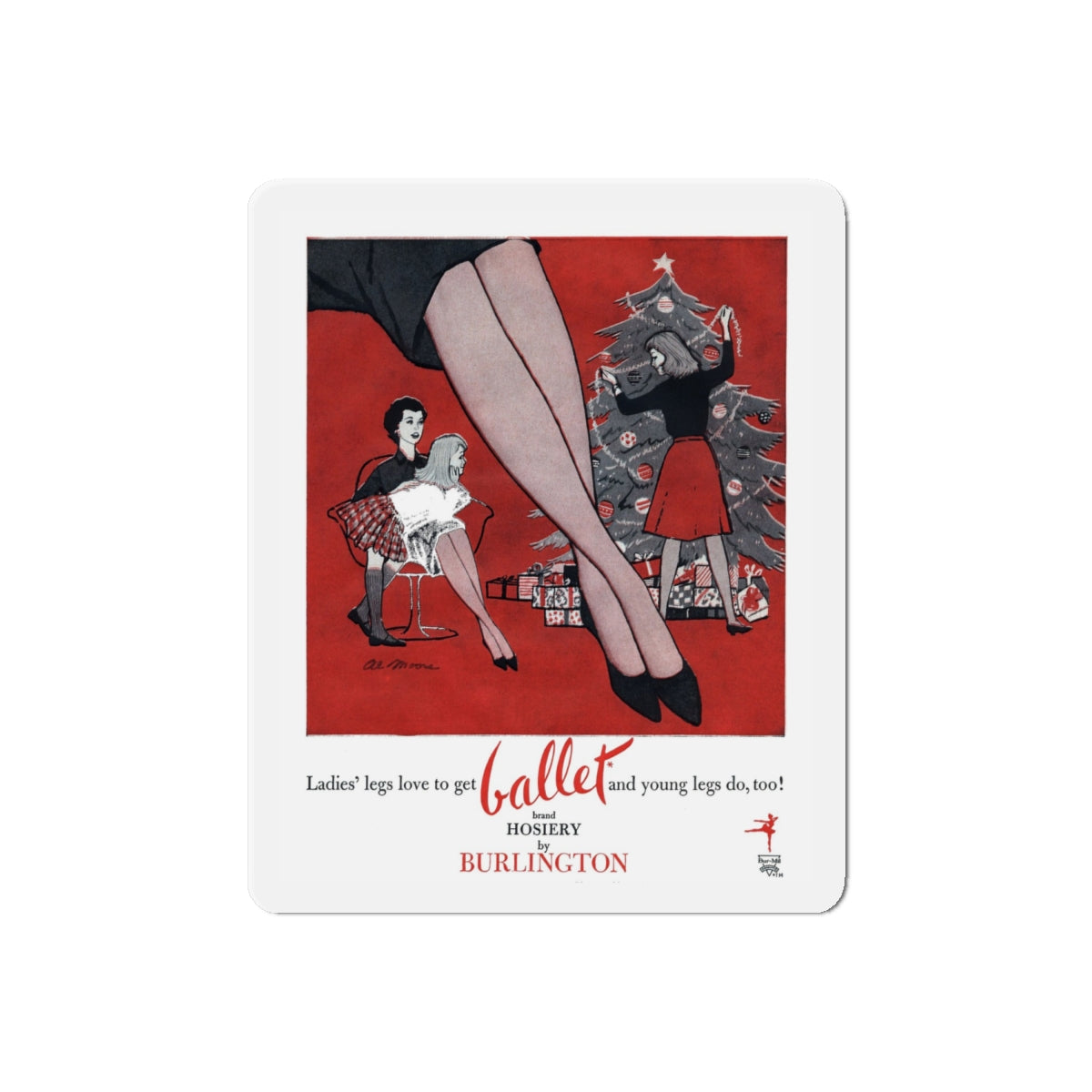 Ballet advertisement, Cosmopolitan, December 1960 (Magazine Illustration) Refrigerator Magnet-6" × 6"-The Sticker Space