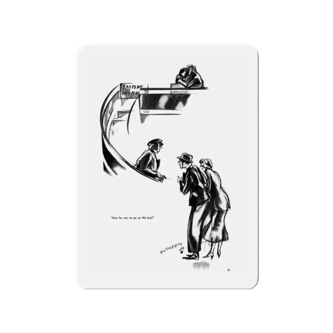 Ballyhoo 1931-11 Image 027 (Magazine Illustration) Refrigerator Magnet 2 Inch Die-Cut - The Sticker Space