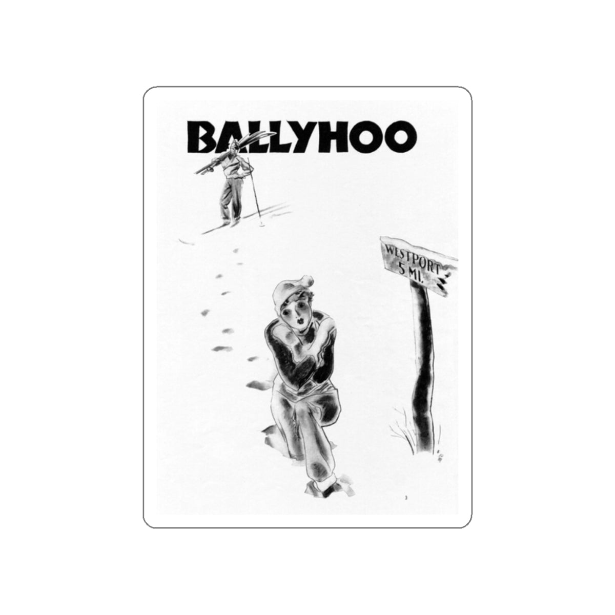 Ballyhoo 1936-03 Image 005 (Magazine Illustration) STICKER Vinyl Die-Cut Decal-White-The Sticker Space