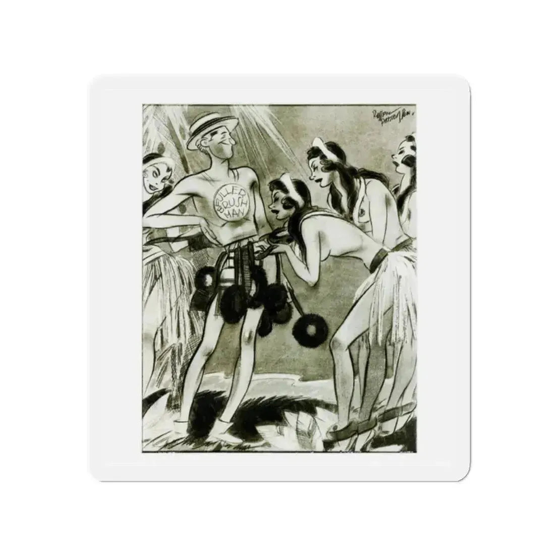 Ballyhoo Magazine Illustration (Magazine Illustration) Refrigerator Magnet 2 Inch Die-Cut - The Sticker Space