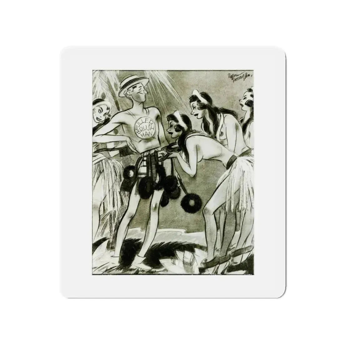 Ballyhoo Magazine Illustration (Magazine Illustration) Refrigerator Magnet 3 Inch Die-Cut - The Sticker Space