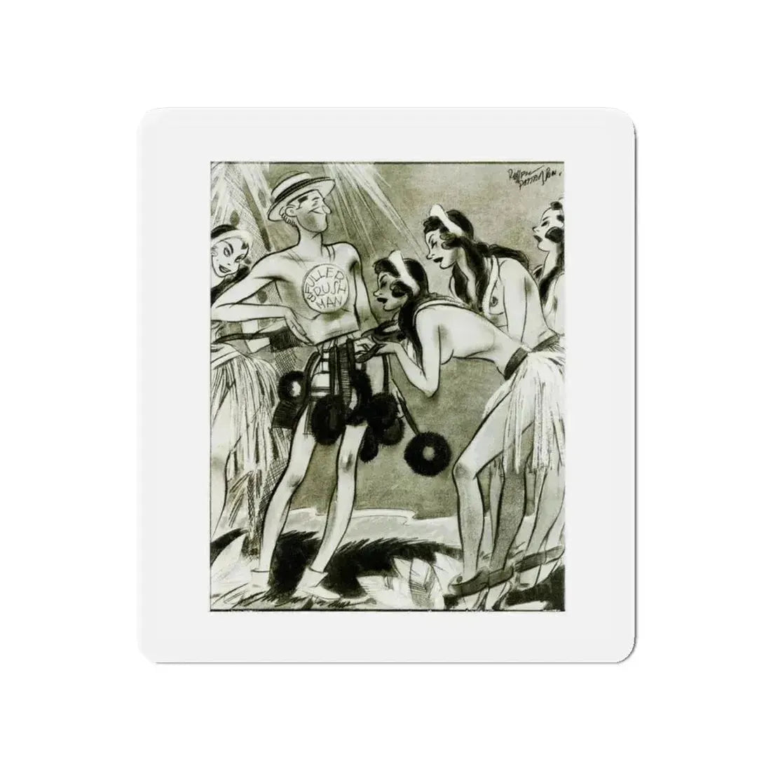 Ballyhoo Magazine Illustration (Magazine Illustration) Refrigerator Magnet 4 Inch Die-Cut - The Sticker Space