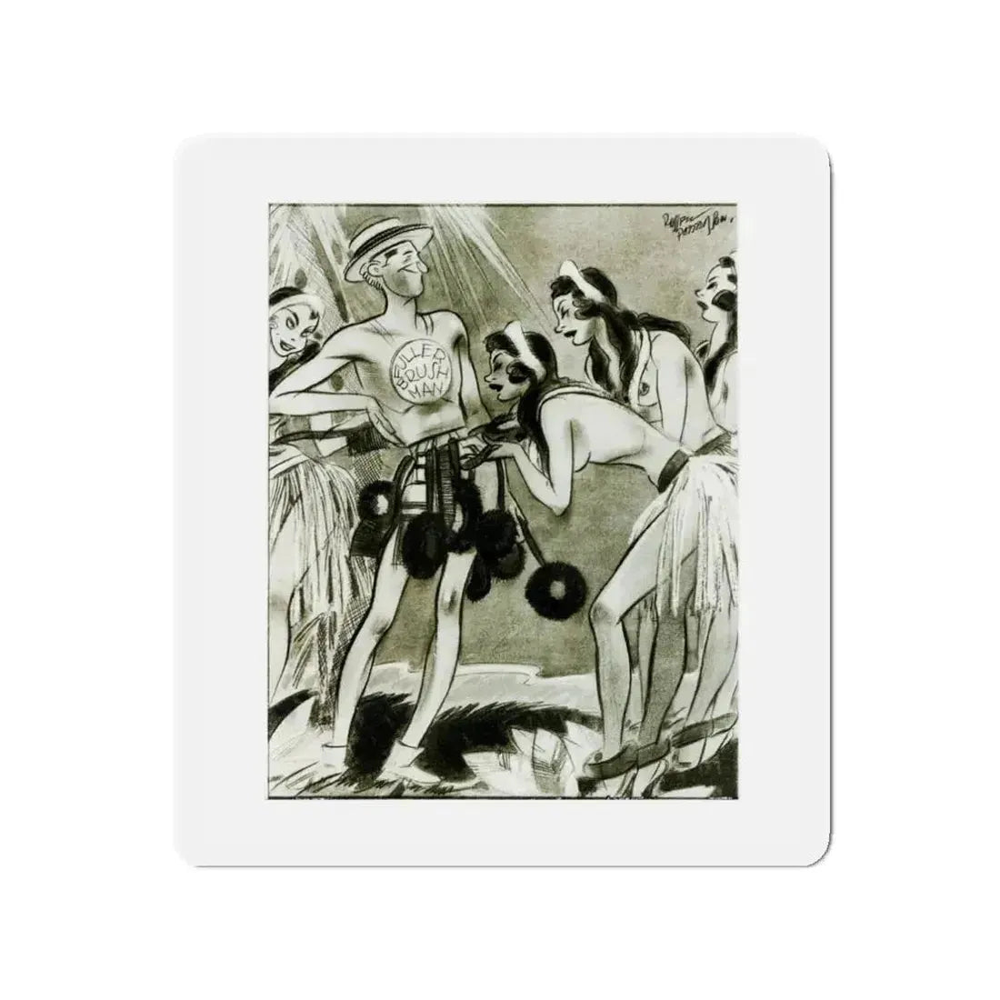 Ballyhoo Magazine Illustration (Magazine Illustration) Refrigerator Magnet - The Sticker Space