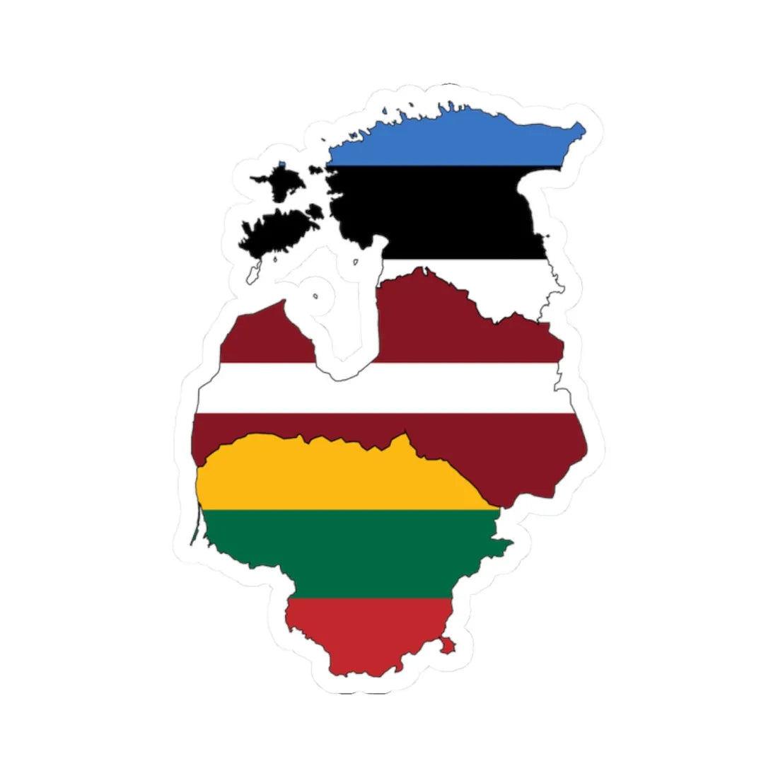 Baltic states flag map (Estonia) STICKER Vinyl Kiss-Cut Decal 2 Inch White - The Sticker Space