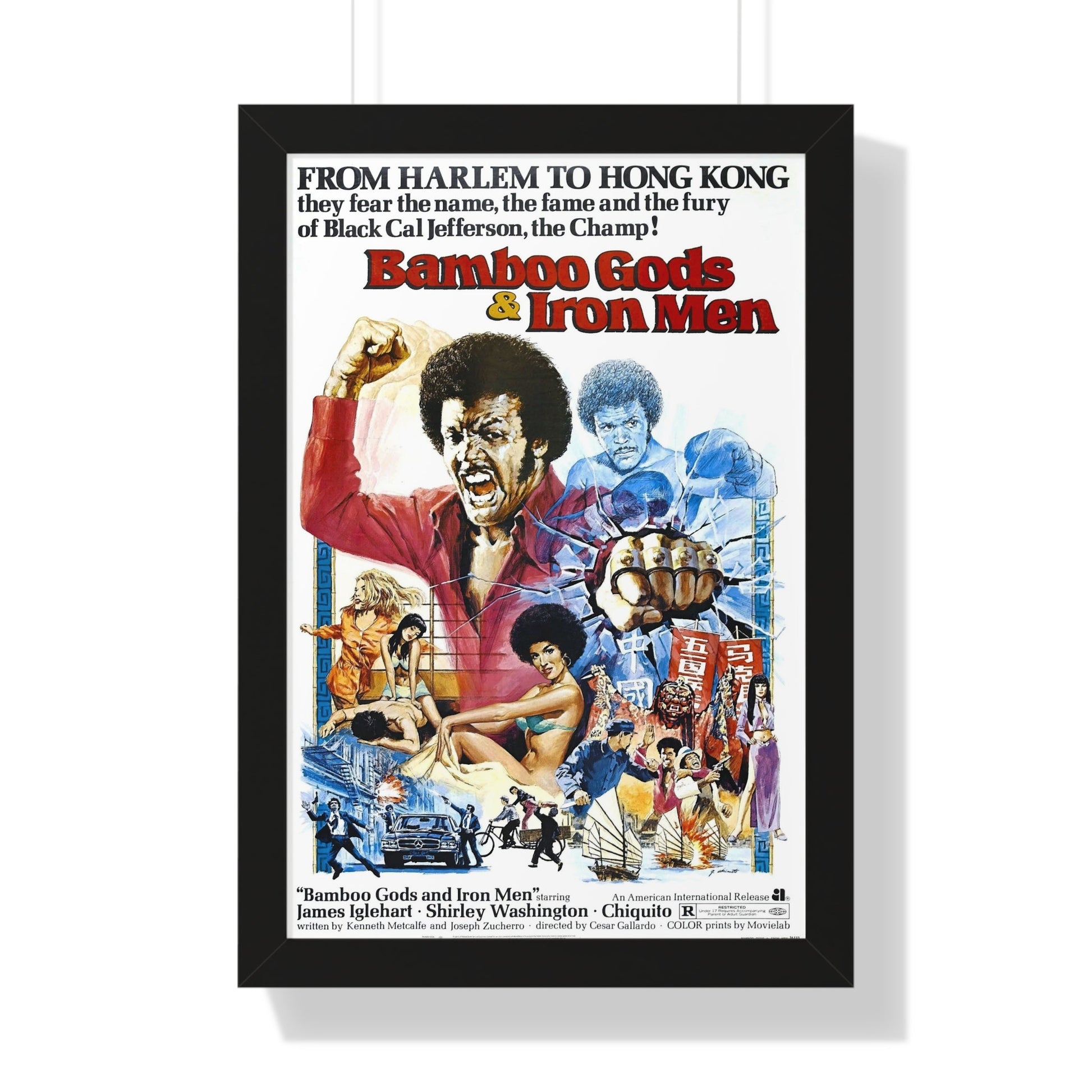 BAMBOO GODS & IRON MEN 1974 - Framed Movie Poster-16″ x 24″-The Sticker Space