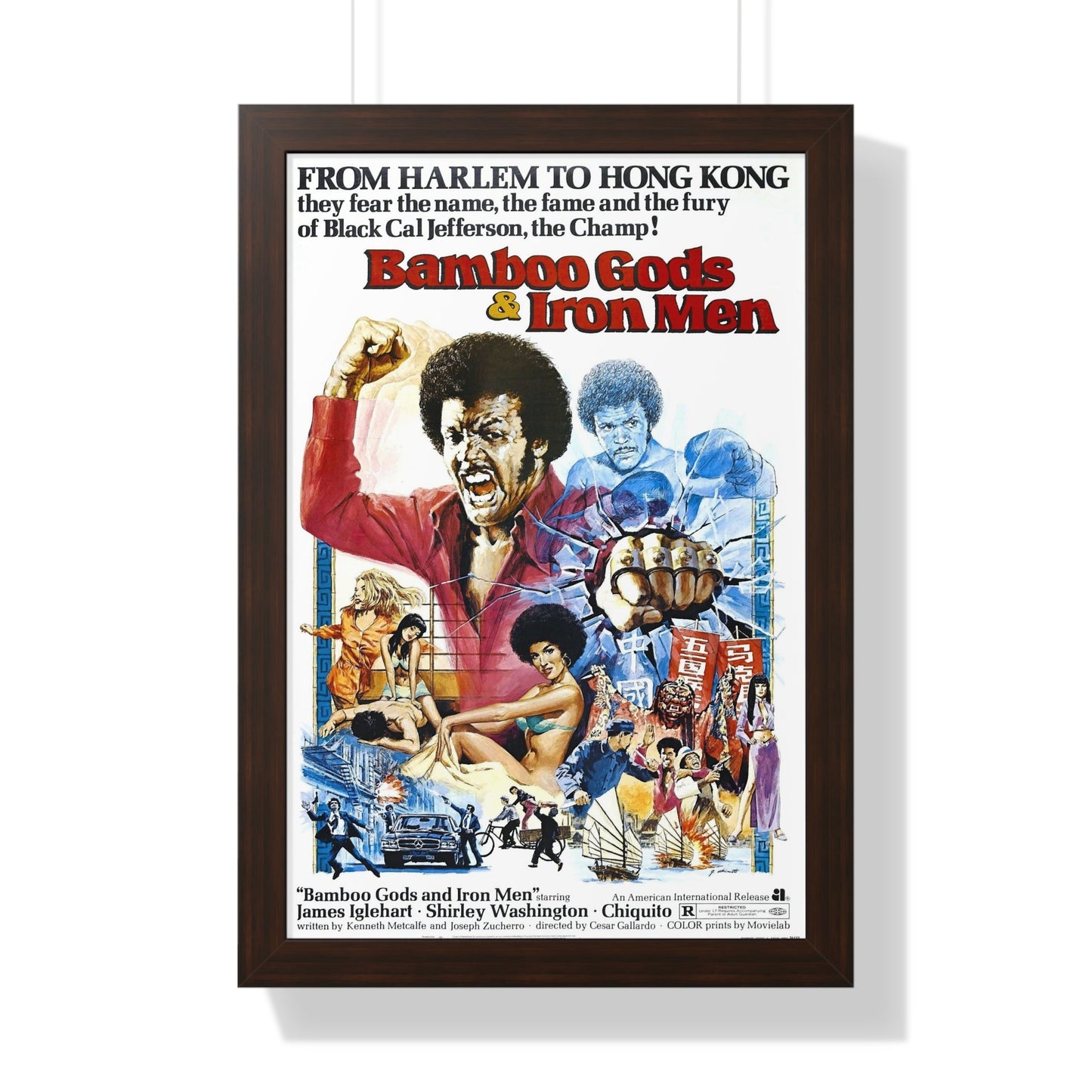 BAMBOO GODS & IRON MEN 1974 - Framed Movie Poster-16″ x 24″-The Sticker Space