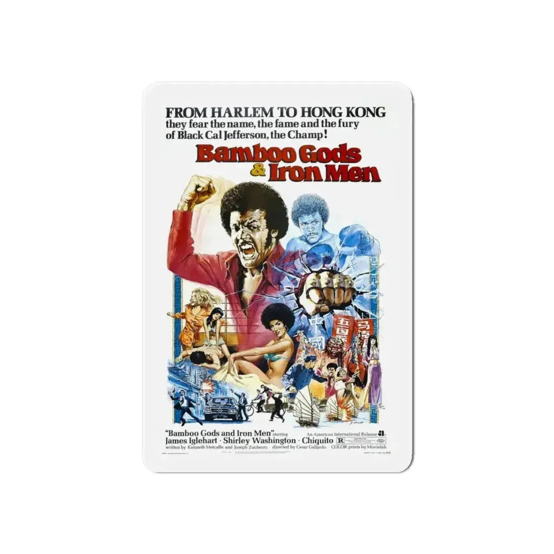 BAMBOO GODS & IRON MEN 1974 Movie Poster - Refrigerator Magnet - The Sticker Space