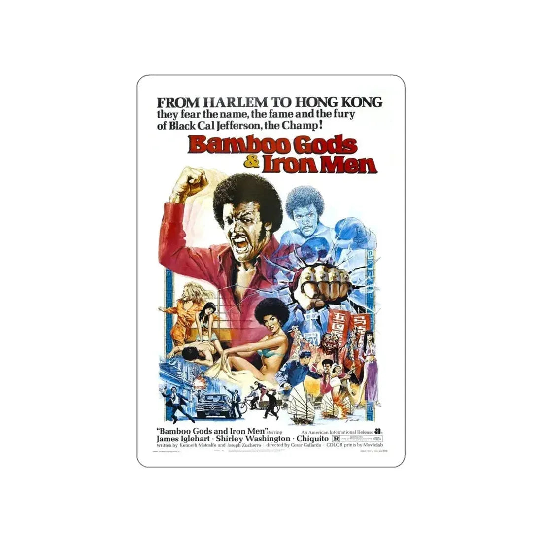 BAMBOO GODS & IRON MEN 1974 Movie Poster STICKER Vinyl Die-Cut Decal 4 Inch - The Sticker Space
