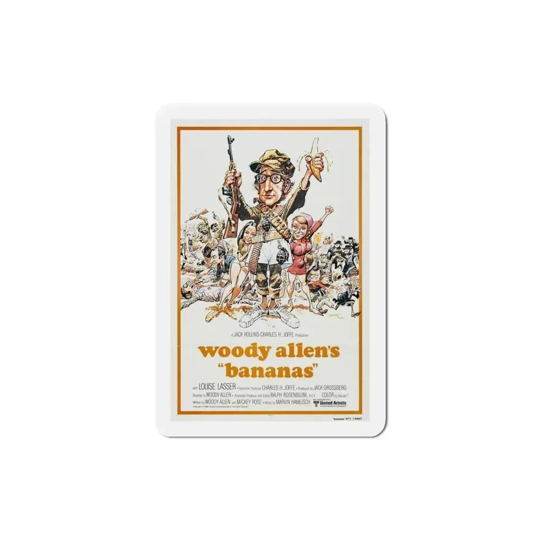 Bananas 1971 Movie Poster Refrigerator Magnet 3 Inch - The Sticker Space