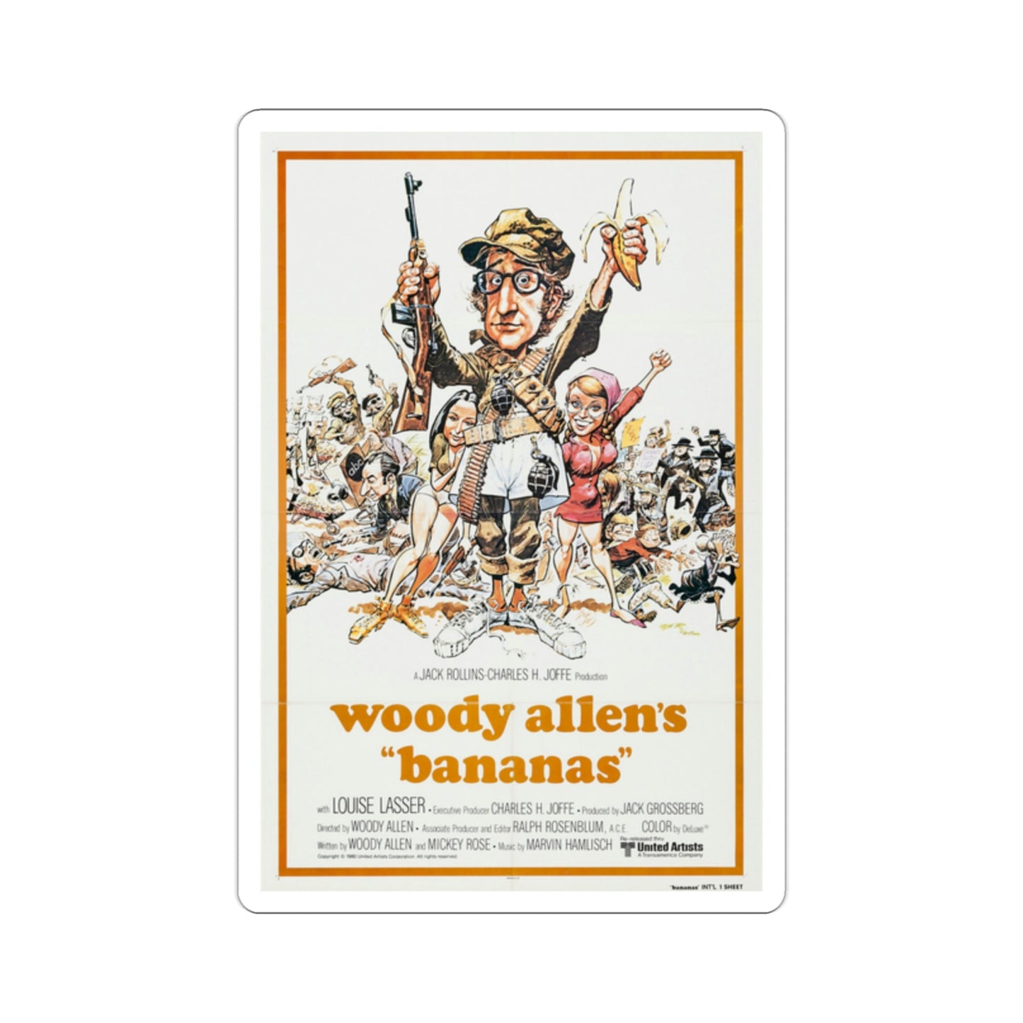 Bananas 1971 Movie Poster STICKER Vinyl Die-Cut Decal-2 Inch-The Sticker Space