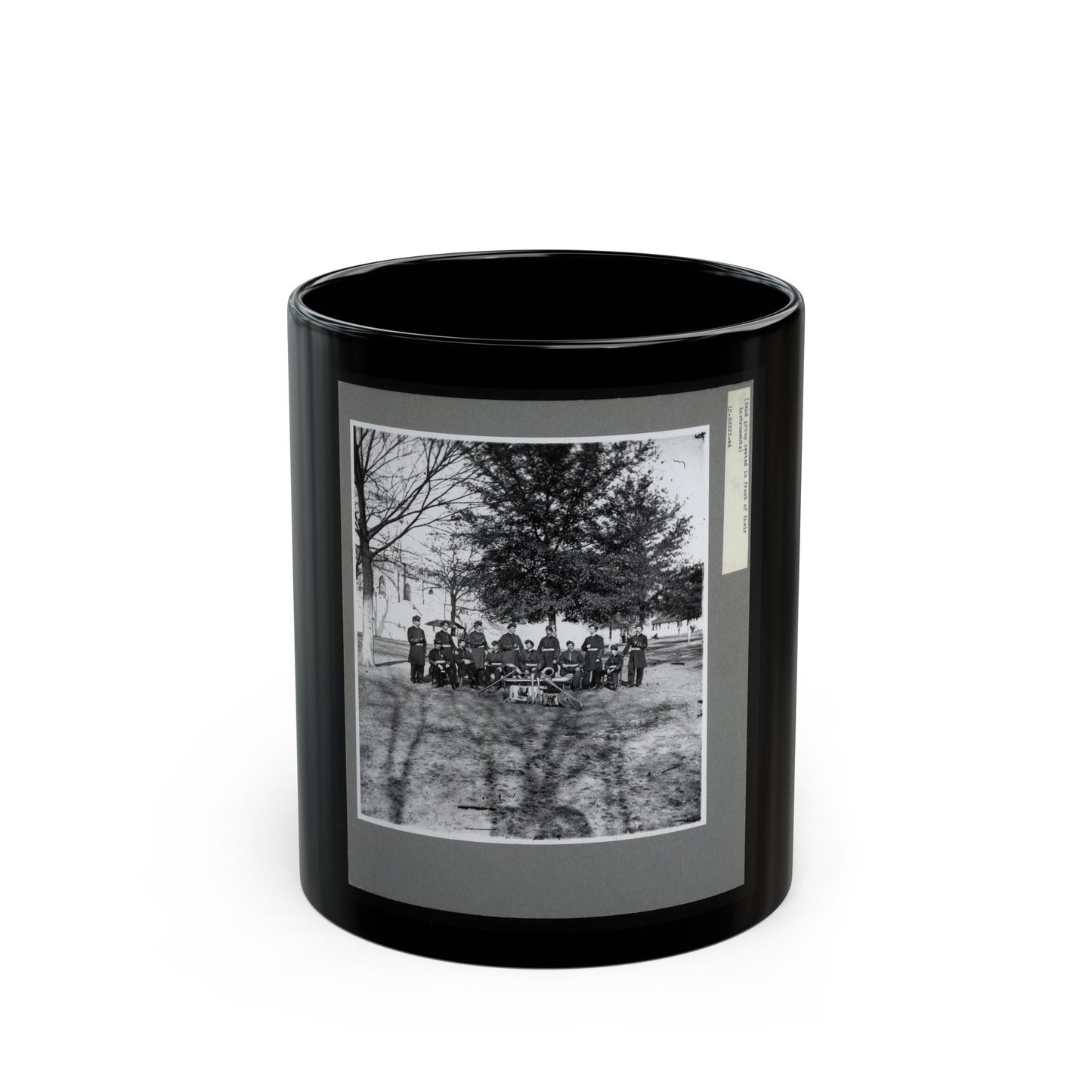 Band Group Seated Behind Their Instruments (U.S. Civil War) Black Coffee Mug-11oz-The Sticker Space