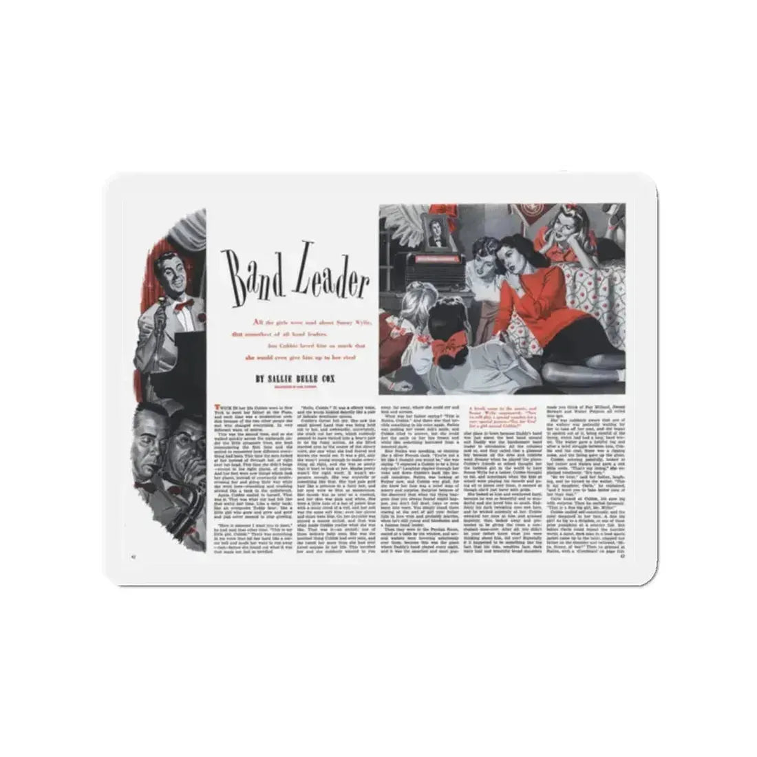 Band Leader, Cosmopolitan, January 1944 (Magazine Illustration) Refrigerator Magnet 2 Inch Die-Cut - The Sticker Space