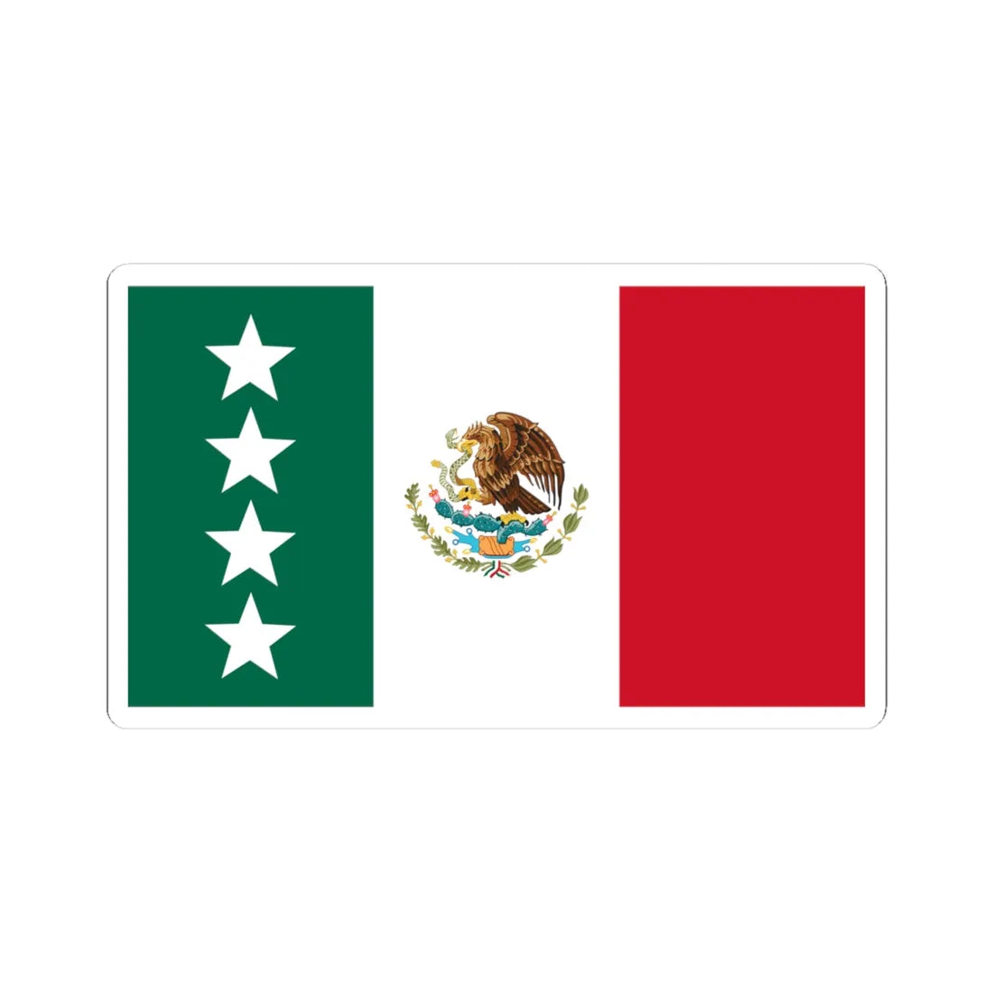 Bandera Cuatro estrellas Mexico-Alto Mando (Mexico) STICKER Vinyl Kiss-Cut Decal 4 Inch White - The Sticker Space