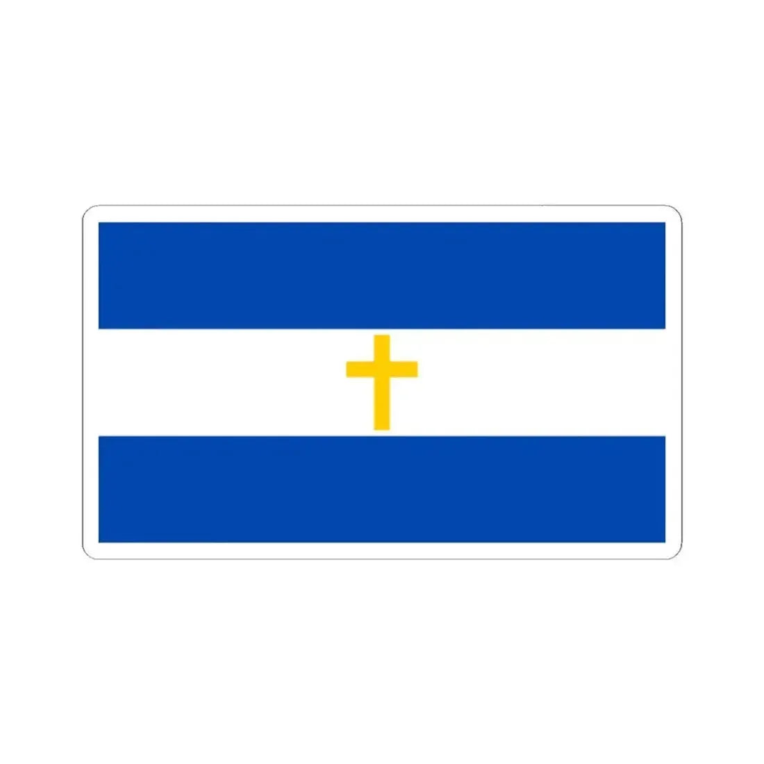 Bandera de El Salvador con una Cruz Cristiana amarilla (El Salvador) STICKER Vinyl Kiss-Cut Decal 2 Inch White - The Sticker Space