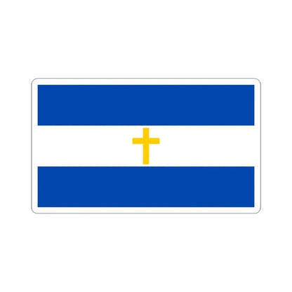 Bandera de El Salvador con una Cruz Cristiana amarilla (El Salvador) STICKER Vinyl Kiss-Cut Decal 3 Inch White - The Sticker Space