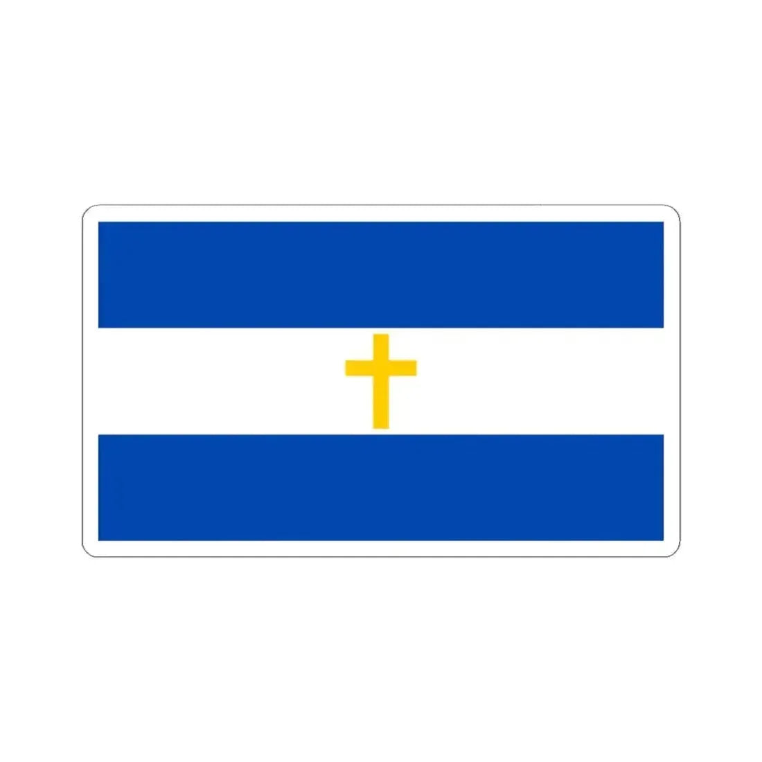 Bandera de El Salvador con una Cruz Cristiana amarilla (El Salvador) STICKER Vinyl Kiss-Cut Decal 4 Inch White - The Sticker Space