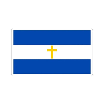 Bandera de El Salvador con una Cruz Cristiana amarilla (El Salvador) STICKER Vinyl Kiss-Cut Decal 4 Inch White - The Sticker Space