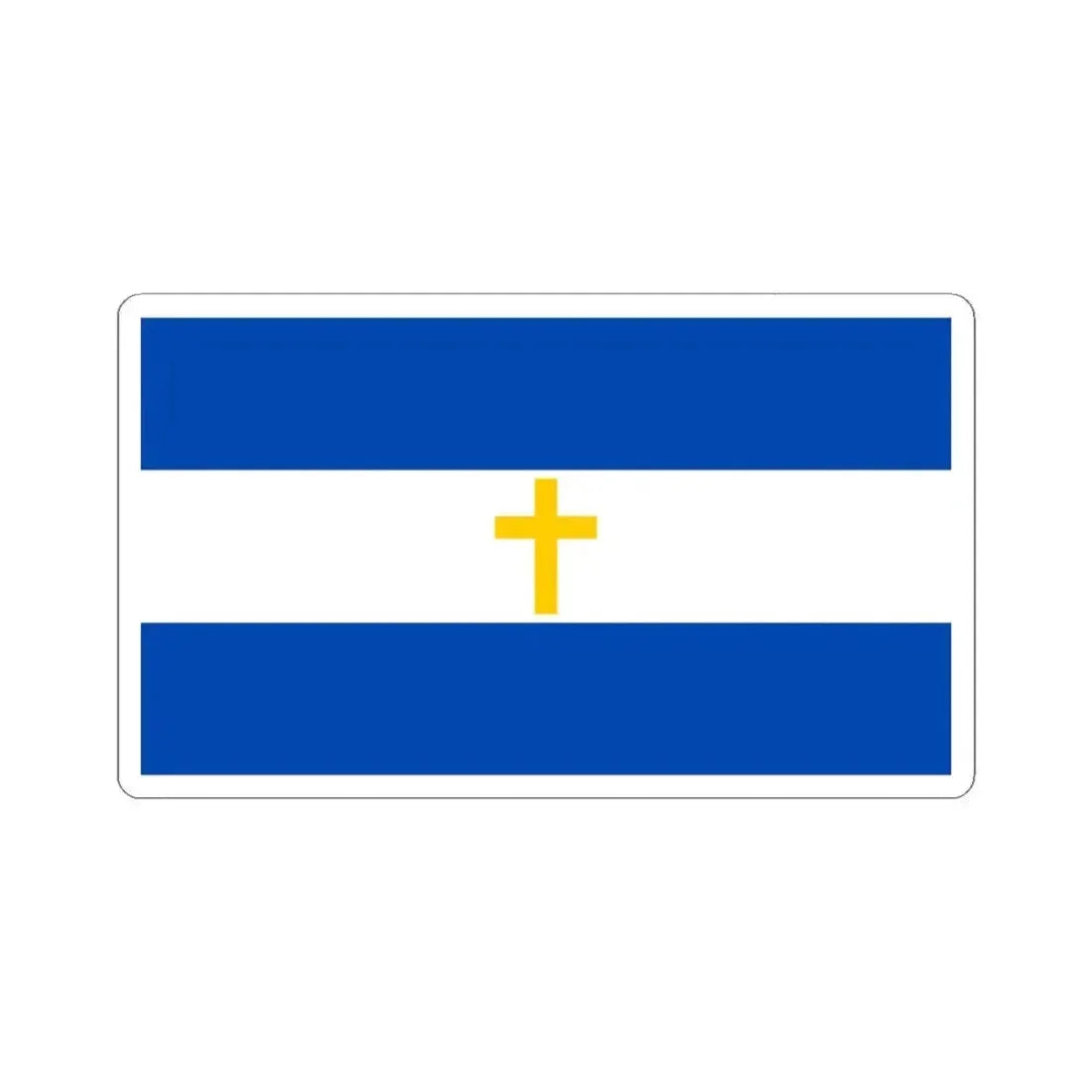 Bandera de El Salvador con una Cruz Cristiana amarilla (El Salvador) STICKER Vinyl Kiss-Cut Decal 6 Inch White - The Sticker Space
