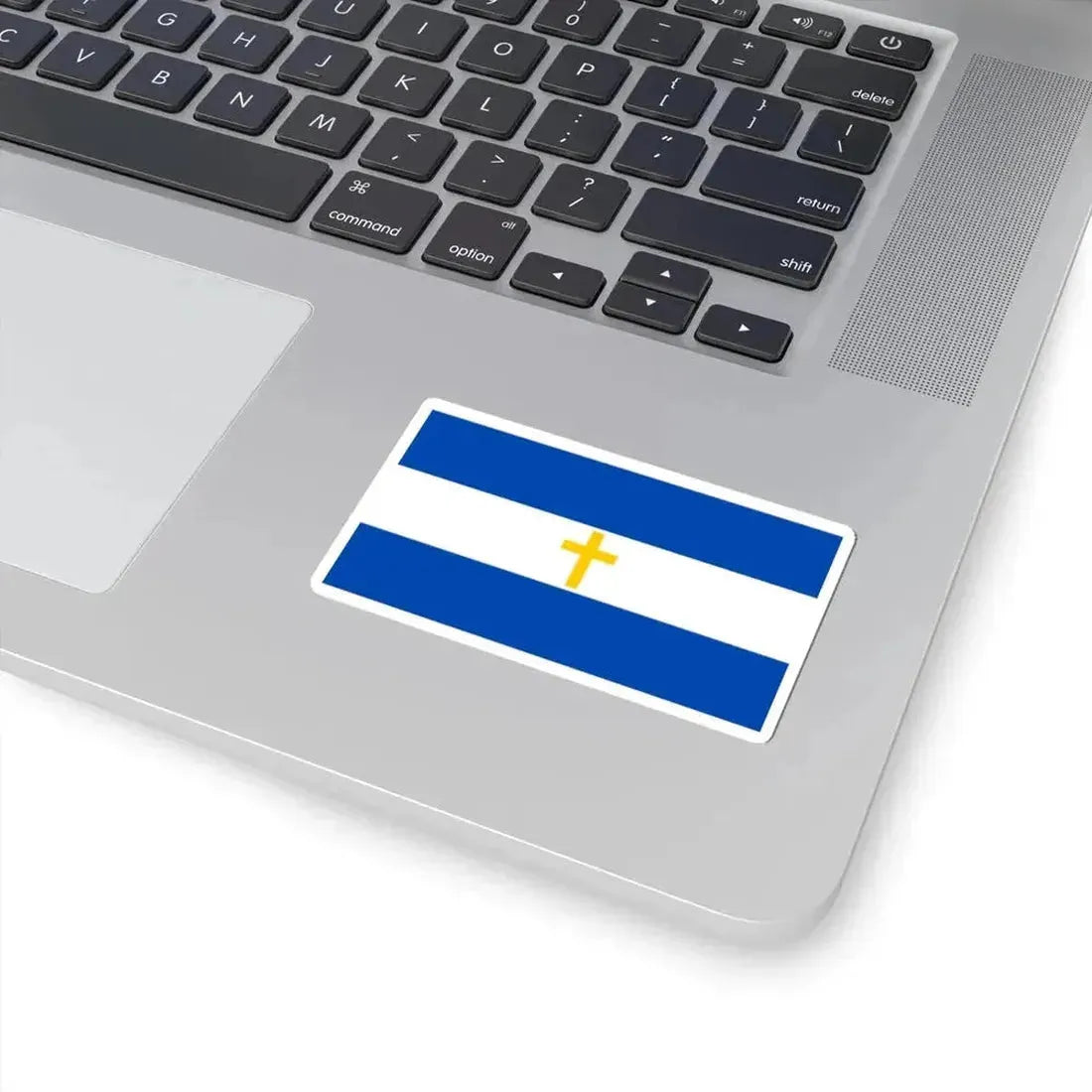Bandera de El Salvador con una Cruz Cristiana amarilla (El Salvador) STICKER Vinyl Kiss-Cut Decal - The Sticker Space