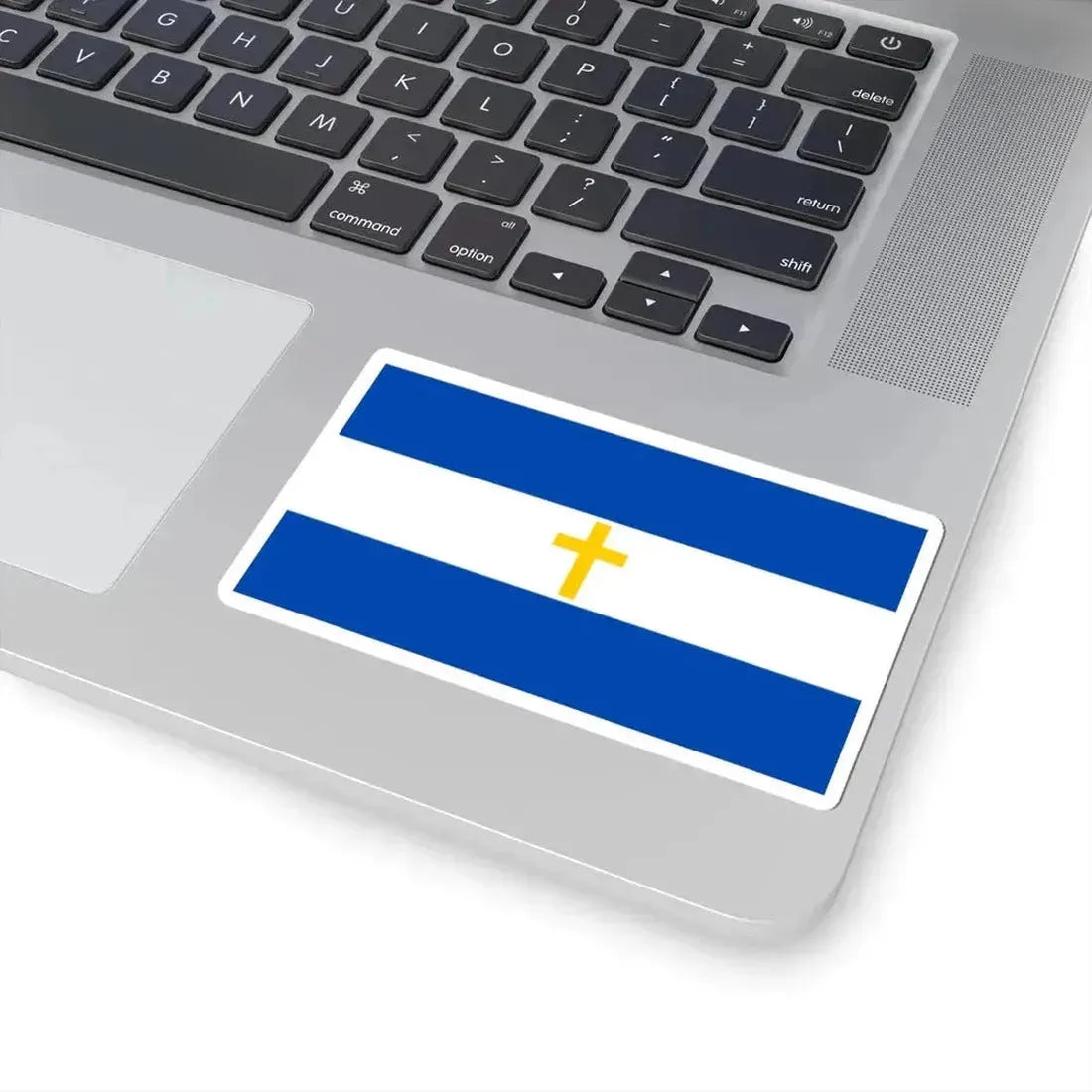 Bandera de El Salvador con una Cruz Cristiana amarilla (El Salvador) STICKER Vinyl Kiss-Cut Decal - The Sticker Space