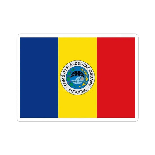 Bandera de Escaldes-Engordany (Andorra) STICKER Vinyl Kiss-Cut Decal 2 Inch White - The Sticker Space
