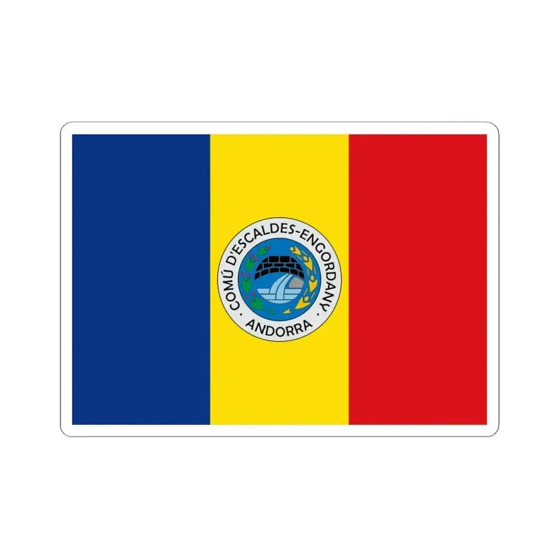 Bandera de Escaldes-Engordany (Andorra) STICKER Vinyl Kiss-Cut Decal 6 Inch White - The Sticker Space