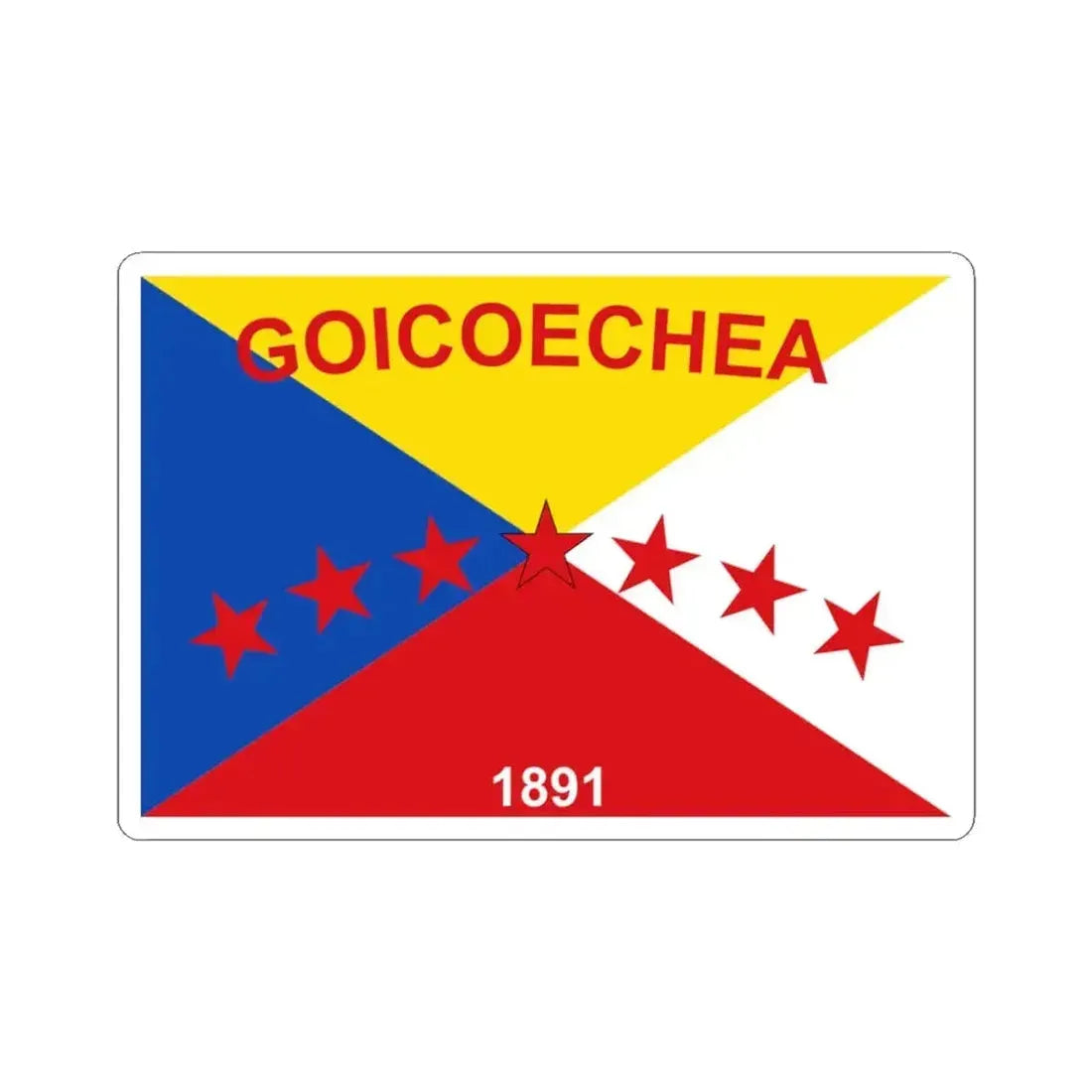 Bandera de Goicoechea (Costa Rica) STICKER Vinyl Kiss-Cut Decal 3 Inch White - The Sticker Space