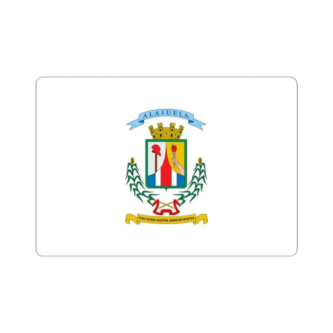 Bandera de la Provincia de Alajuela (Costa Rica) STICKER Vinyl Kiss-Cut Decal 4 Inch White - The Sticker Space