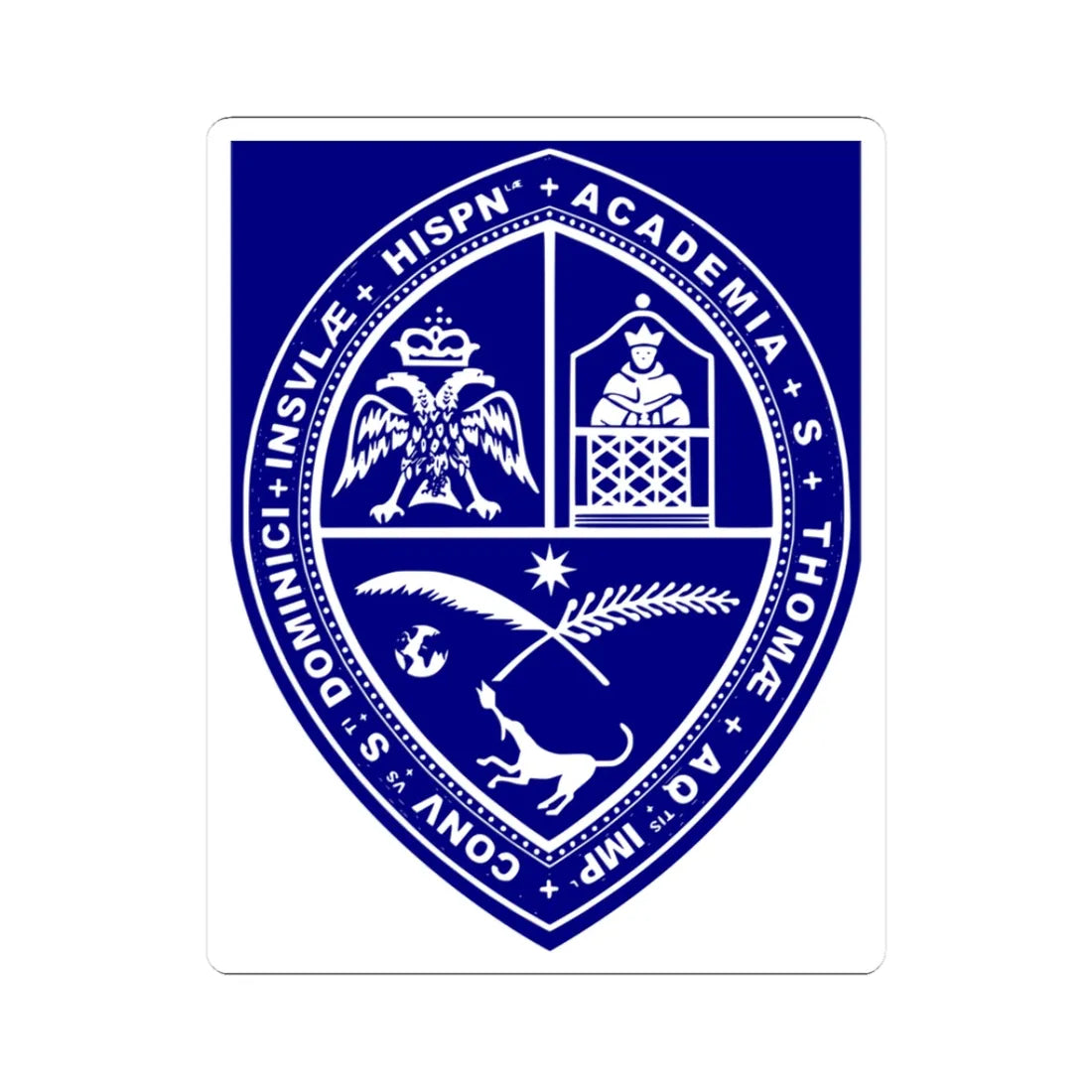 Bandera de la Uasd cropped (Dominica) (Coat of Arms) STICKER Vinyl Kiss-Cut Decal 3 Inch White - The Sticker Space