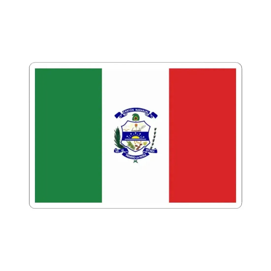 Bandera de Naranjal (Ecuador) STICKER Vinyl Kiss-Cut Decal 2 Inch White - The Sticker Space