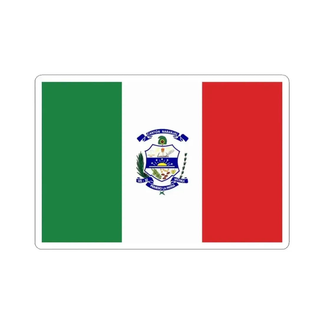 Bandera de Naranjal (Ecuador) STICKER Vinyl Kiss-Cut Decal 3 Inch White - The Sticker Space