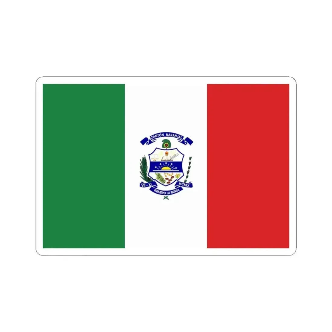 Bandera de Naranjal (Ecuador) STICKER Vinyl Kiss-Cut Decal 4 Inch White - The Sticker Space