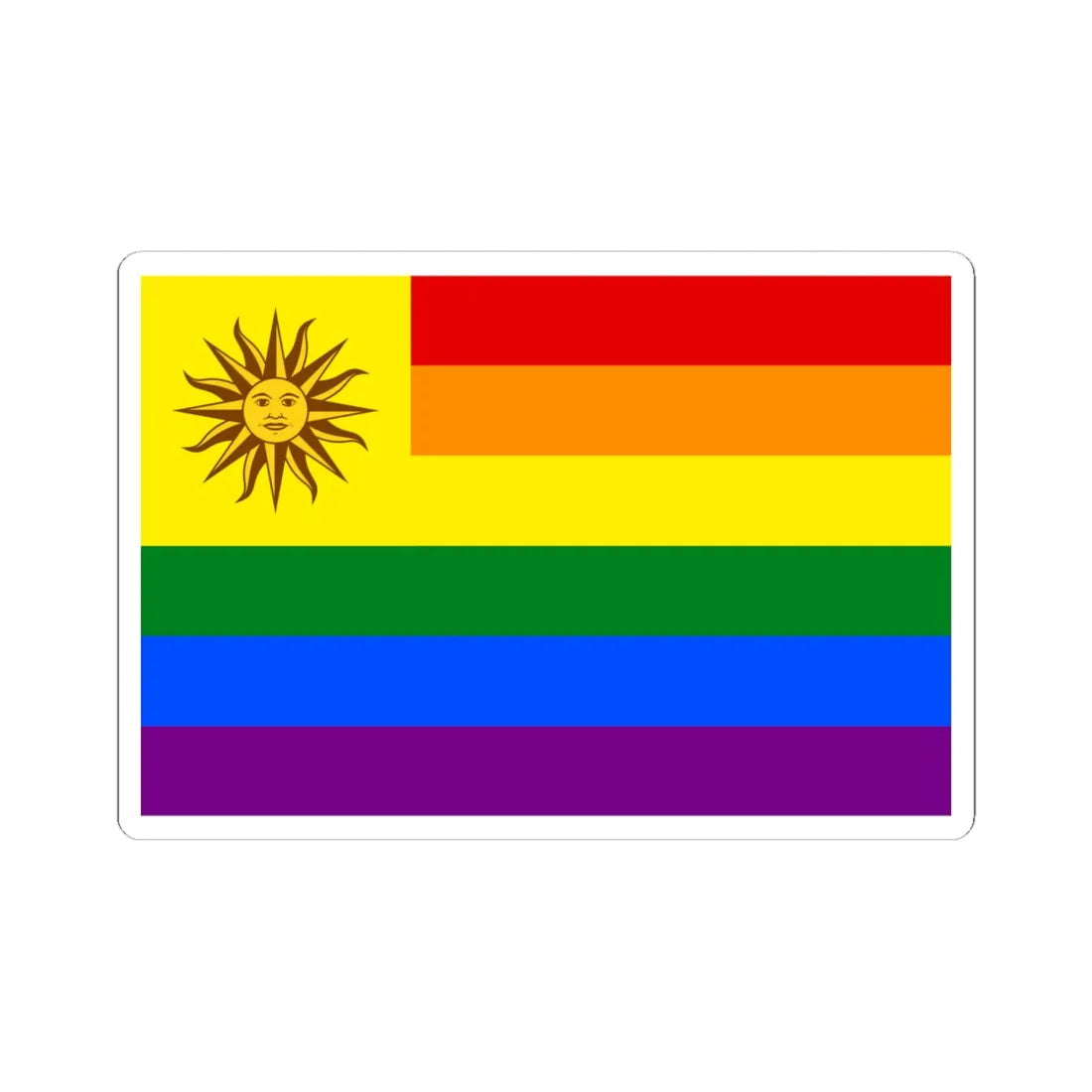 Bandera gay Uruguay (Uruguay) STICKER Vinyl Kiss-Cut Decal 6 Inch White - The Sticker Space