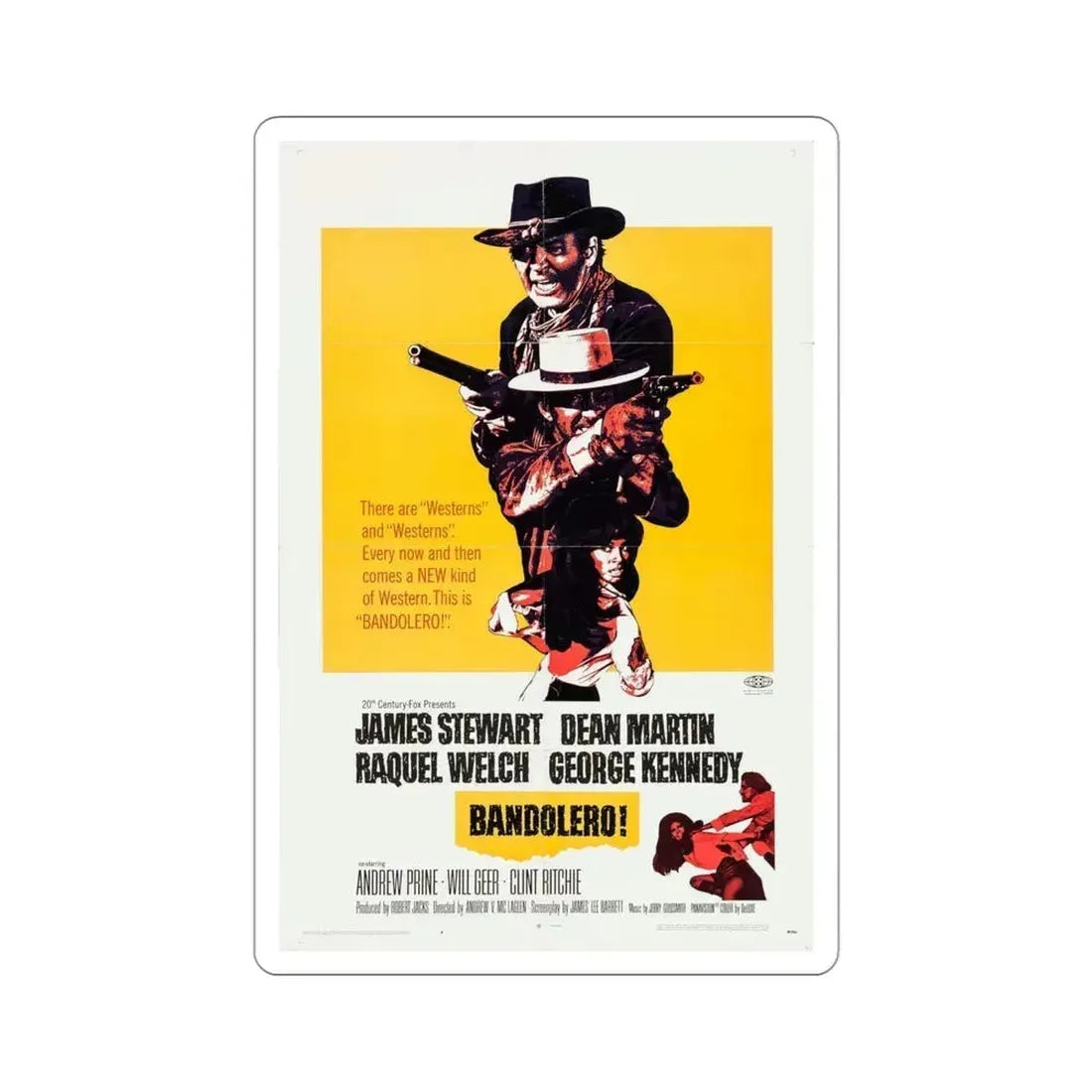 Bandolero 1968 Movie Poster STICKER Vinyl Die-Cut Decal 4 Inch - The Sticker Space