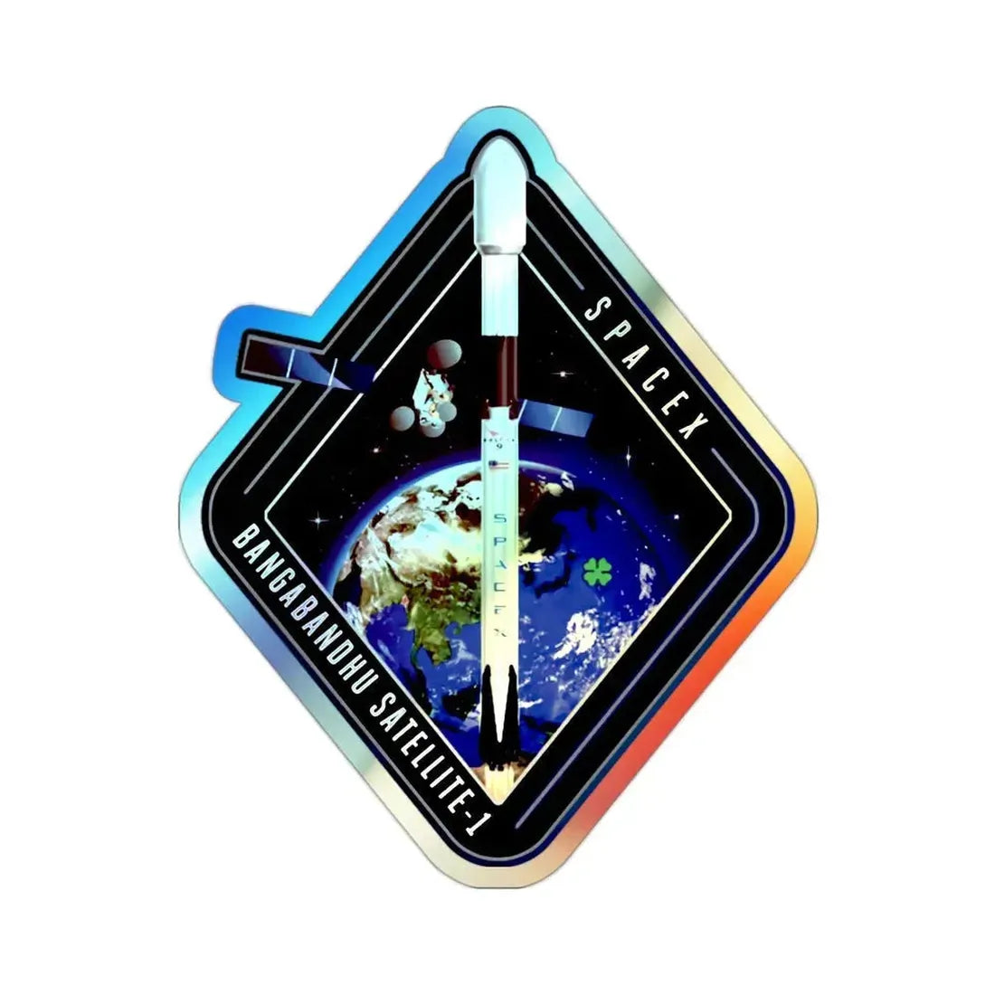 Bangabandhu-1 (SpaceX) Holographic STICKER Die-Cut Vinyl Decal 2 Inch Holographic - The Sticker Space