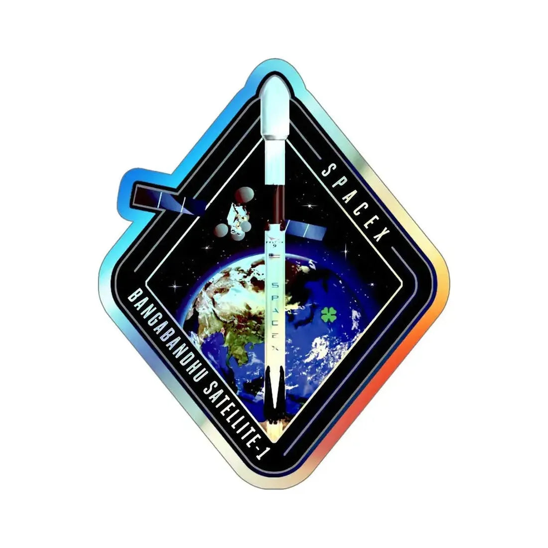 Bangabandhu-1 (SpaceX) Holographic STICKER Die-Cut Vinyl Decal 6 Inch Holographic - The Sticker Space