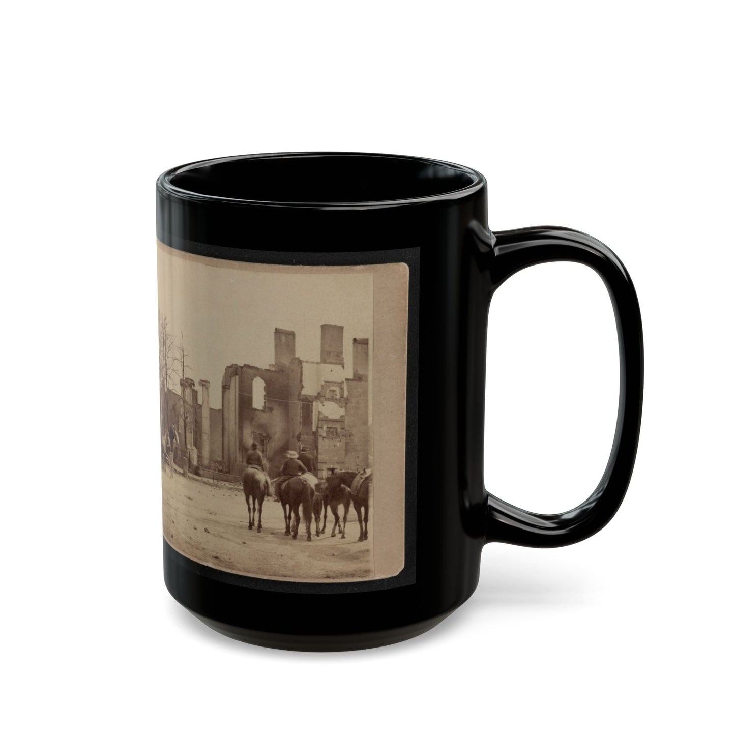 Bank Of Chambersburg & Franklin House, Chambersburg, Franklin Co., Pa., Destroyed By The Rebels Under Mccausland, July 30th, 1864 (U.S. Civil War) Black Coffee Mug-The Sticker Space