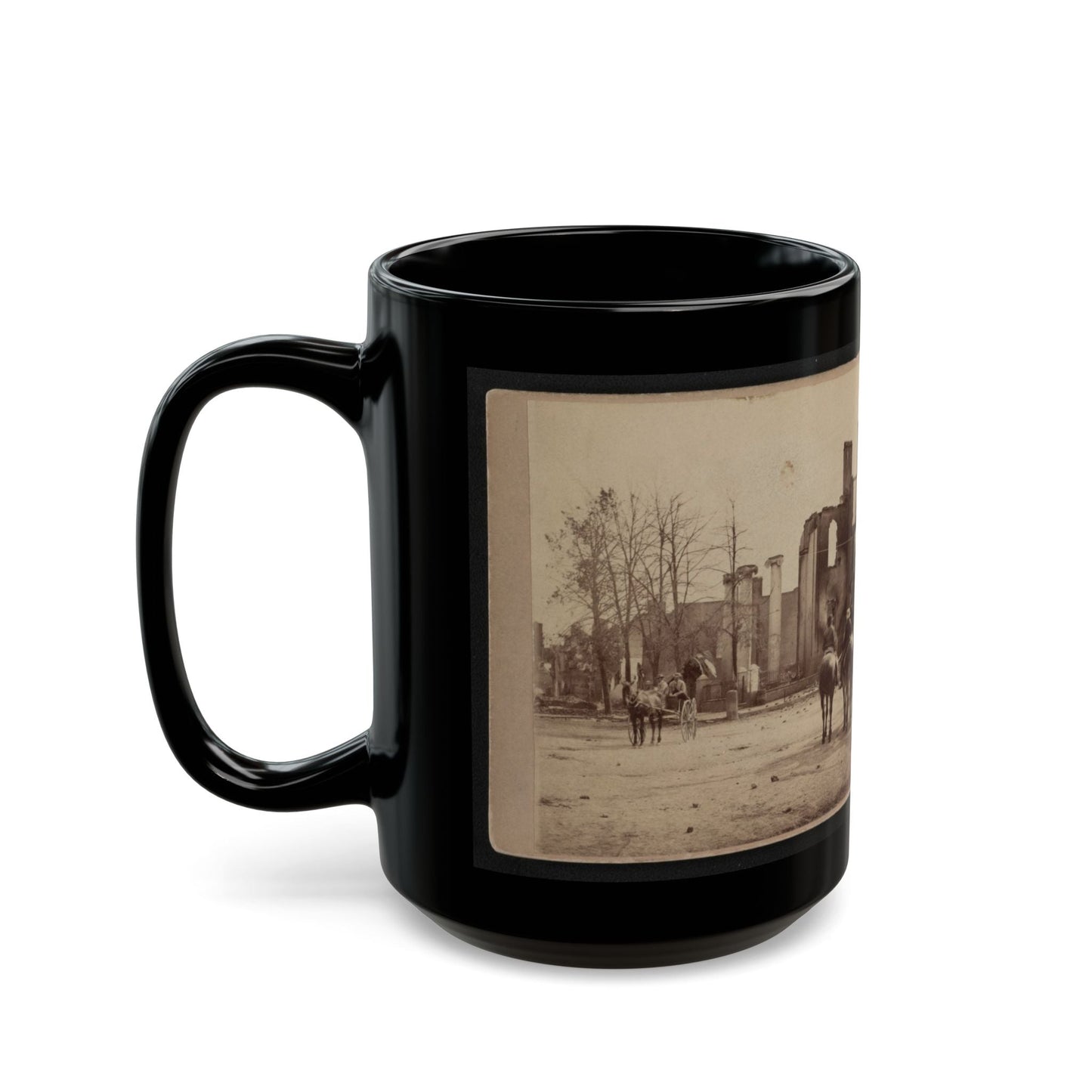 Bank Of Chambersburg & Franklin House, Chambersburg, Franklin Co., Pa., Destroyed By The Rebels Under Mccausland, July 30th, 1864 (U.S. Civil War) Black Coffee Mug-The Sticker Space