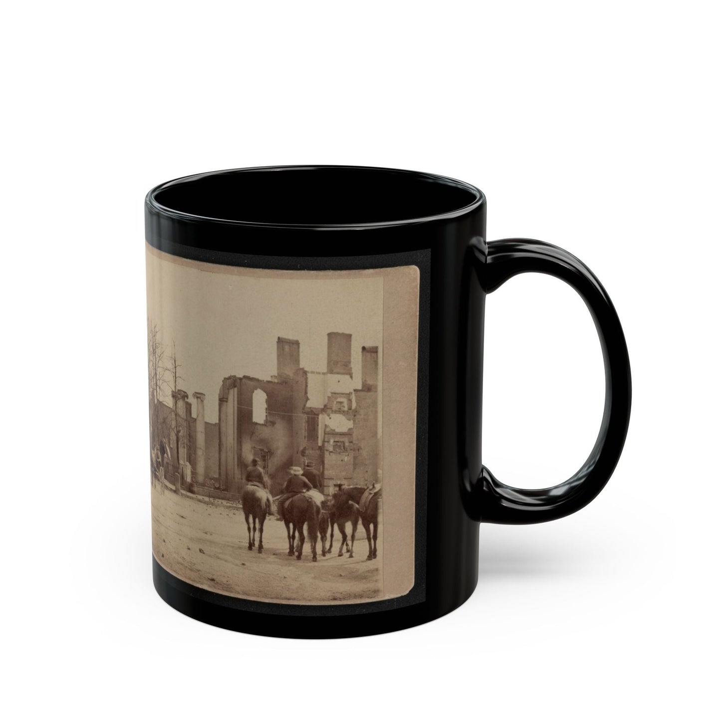 Bank Of Chambersburg & Franklin House, Chambersburg, Franklin Co., Pa., Destroyed By The Rebels Under Mccausland, July 30th, 1864 (U.S. Civil War) Black Coffee Mug-The Sticker Space