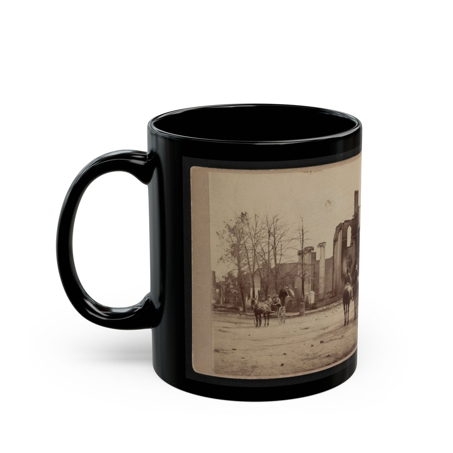 Bank Of Chambersburg & Franklin House, Chambersburg, Franklin Co., Pa., Destroyed By The Rebels Under Mccausland, July 30th, 1864 (U.S. Civil War) Black Coffee Mug-The Sticker Space