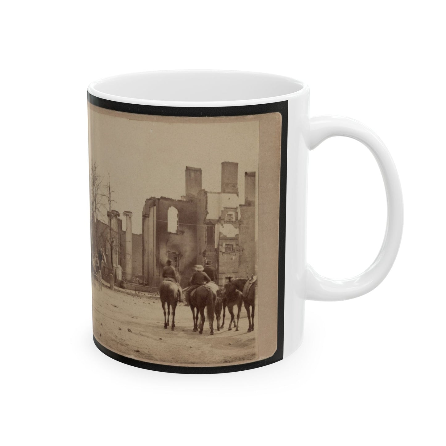 Bank Of Chambersburg & Franklin House, Chambersburg, Franklin Co., Pa., Destroyed By The Rebels Under Mccausland, July 30th, 1864 (U.S. Civil War) White Coffee Mug