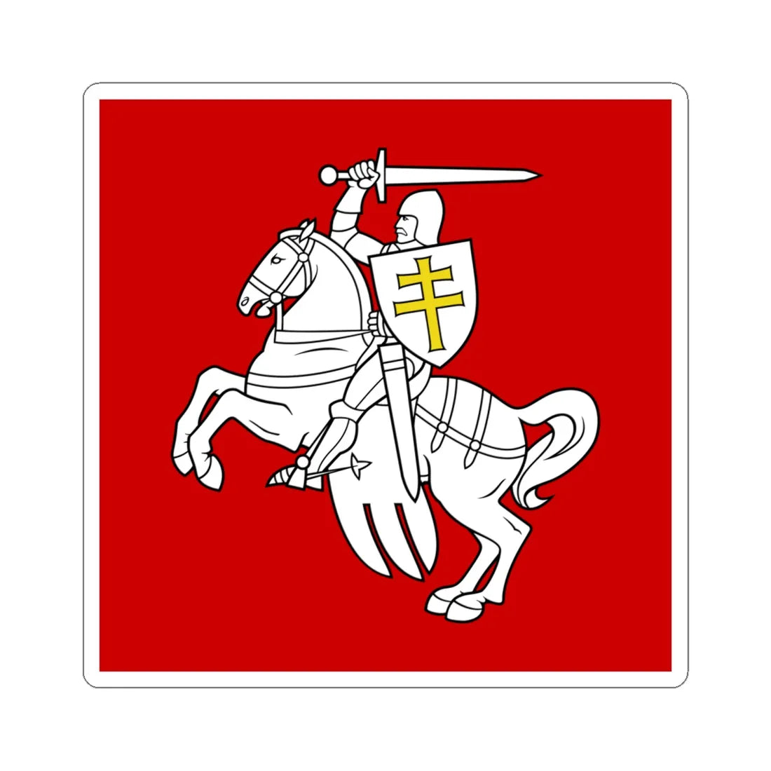 Banner of arms of Belarus 1991-1995 1-1 (Belarus) (Coat of Arms) STICKER Vinyl Kiss-Cut Decal 6 Inch White - The Sticker Space