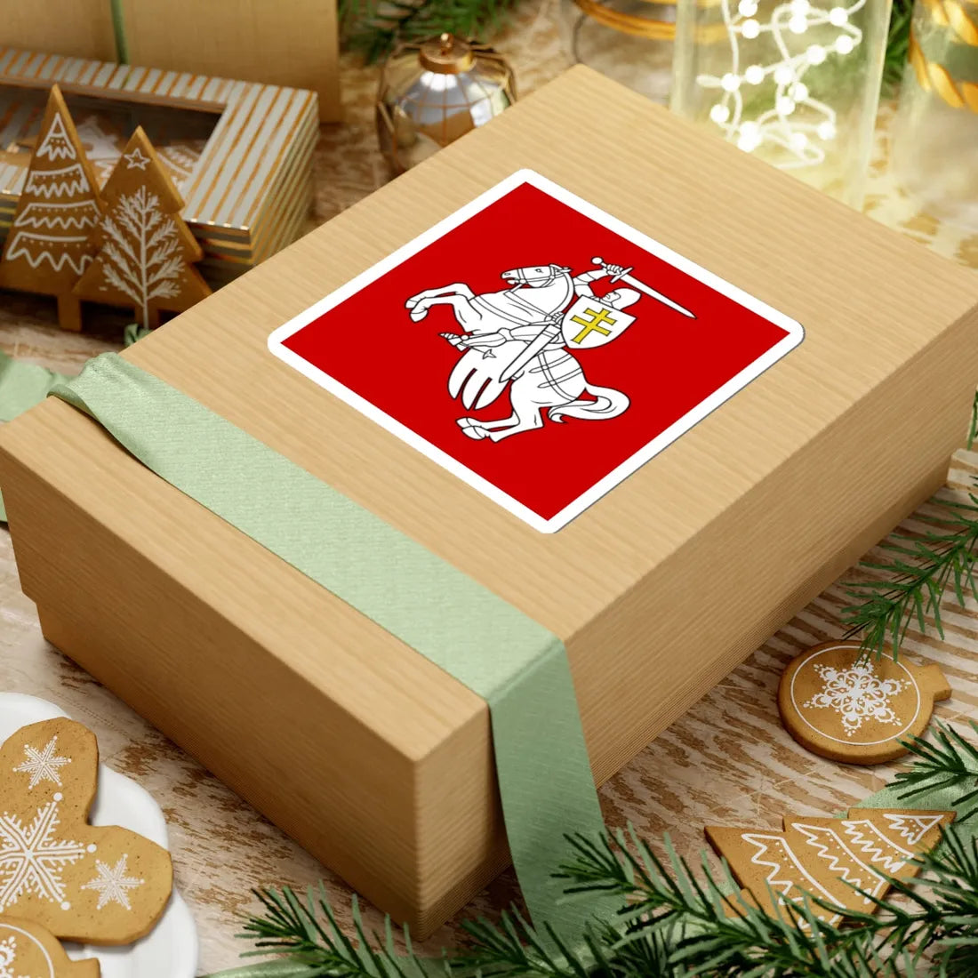 Banner of arms of Belarus 1991-1995 1-1 (Belarus) (Coat of Arms) STICKER Vinyl Kiss-Cut Decal - The Sticker Space