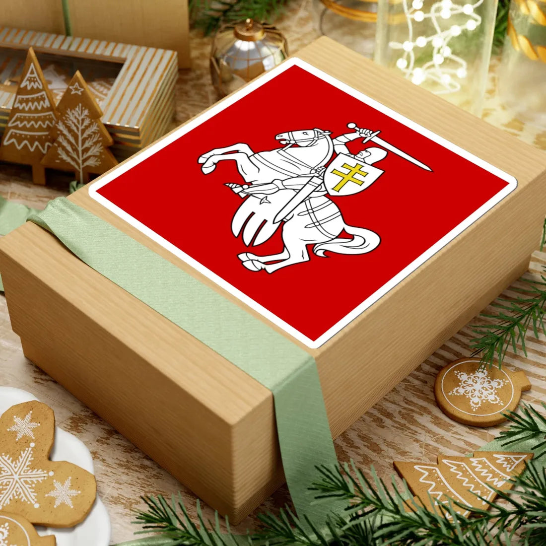 Banner of arms of Belarus 1991-1995 1-1 (Belarus) (Coat of Arms) STICKER Vinyl Kiss-Cut Decal - The Sticker Space