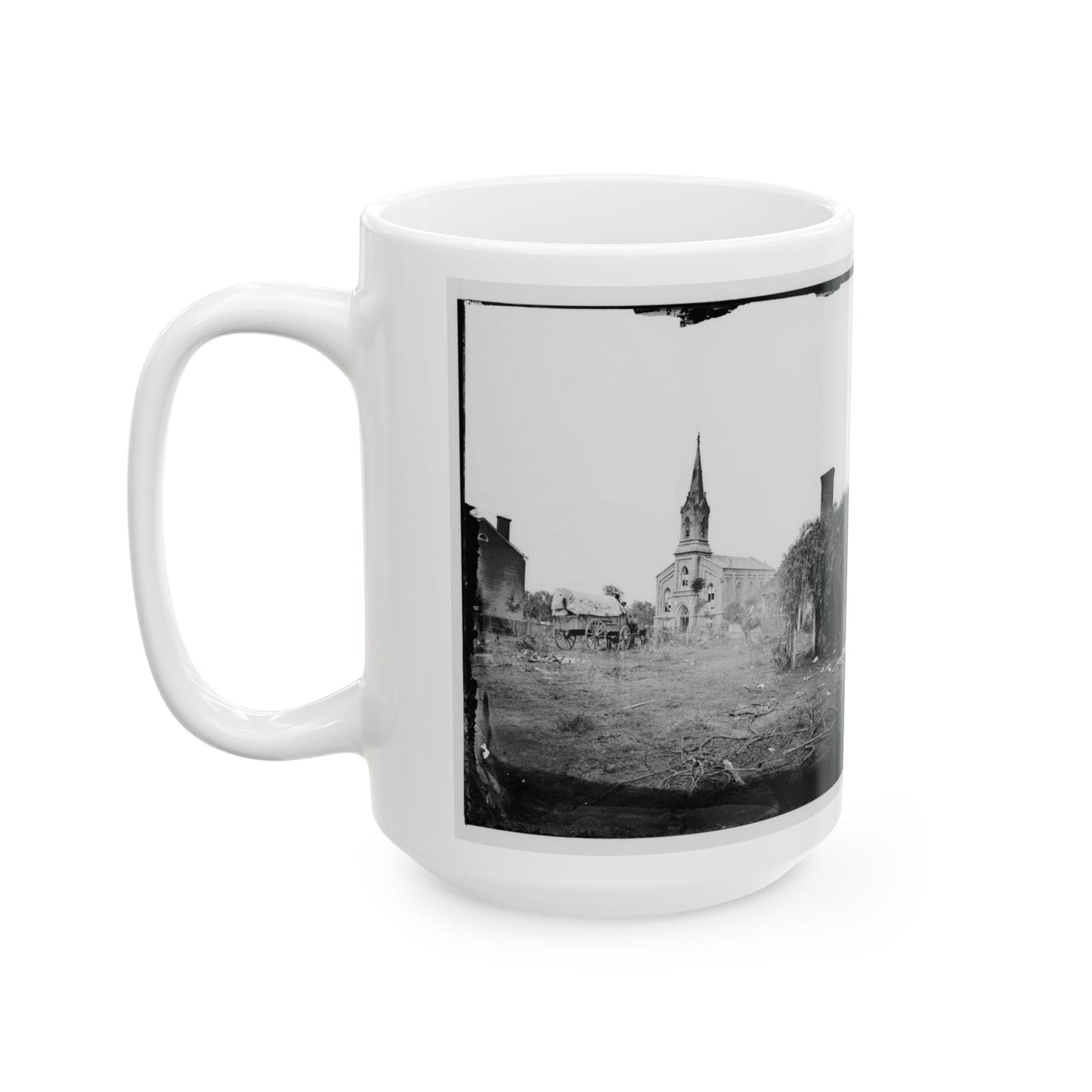 Baptist Church, Fredericksburg, Virginia, From The Backyard Of The Sanitary Commission Depot (U.S. Civil War) White Coffee Mug