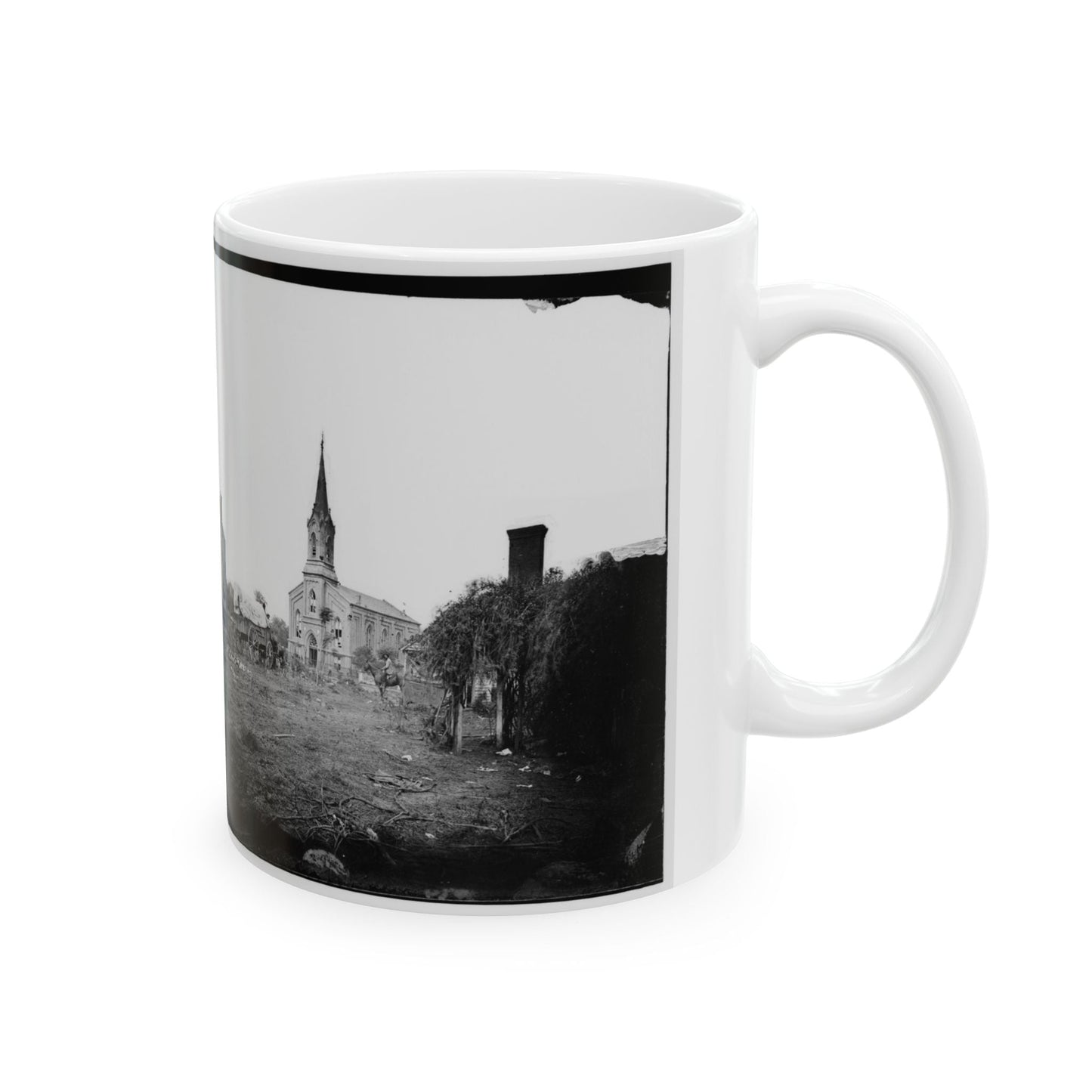 Baptist Church, Fredericksburg, Virginia, From The Backyard Of The Sanitary Commission Depot (U.S. Civil War) White Coffee Mug