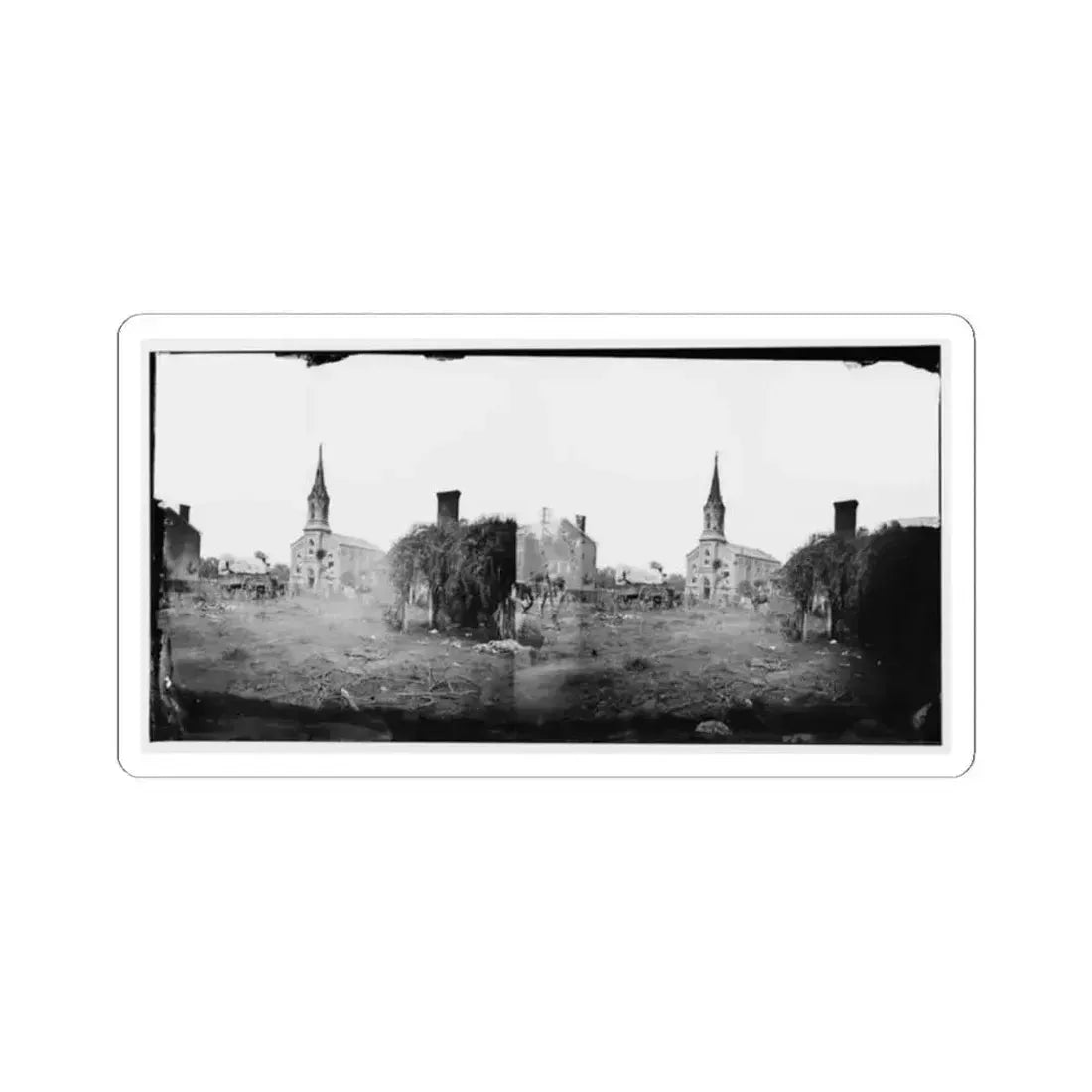 Baptist Church, Fredericksburg, Virginia, From the Backyard of the Sanitary Commission Depot (U.S. Civil War) STICKER Vinyl Kiss-Cut Decal 2 Inch White - The Sticker Space